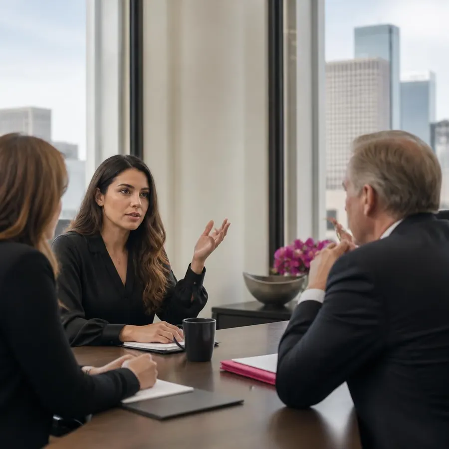 An employee raising a concern during a workplace meeting